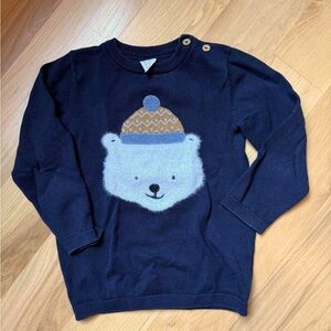 H&M Navy Sweater with fuzzy Bear Design